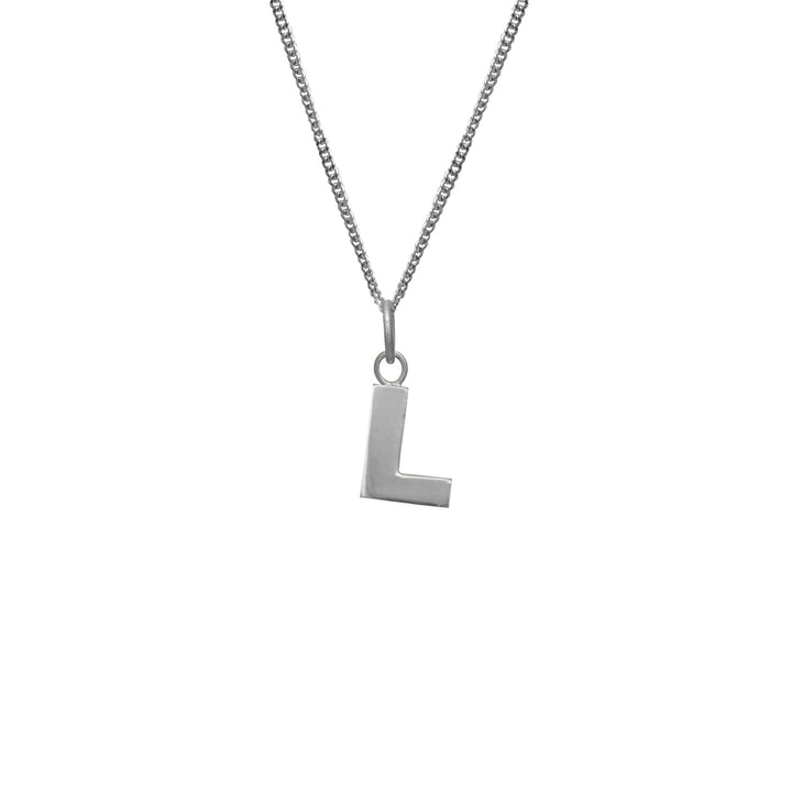 Edge Only L Letter Pendant in sterling silver
