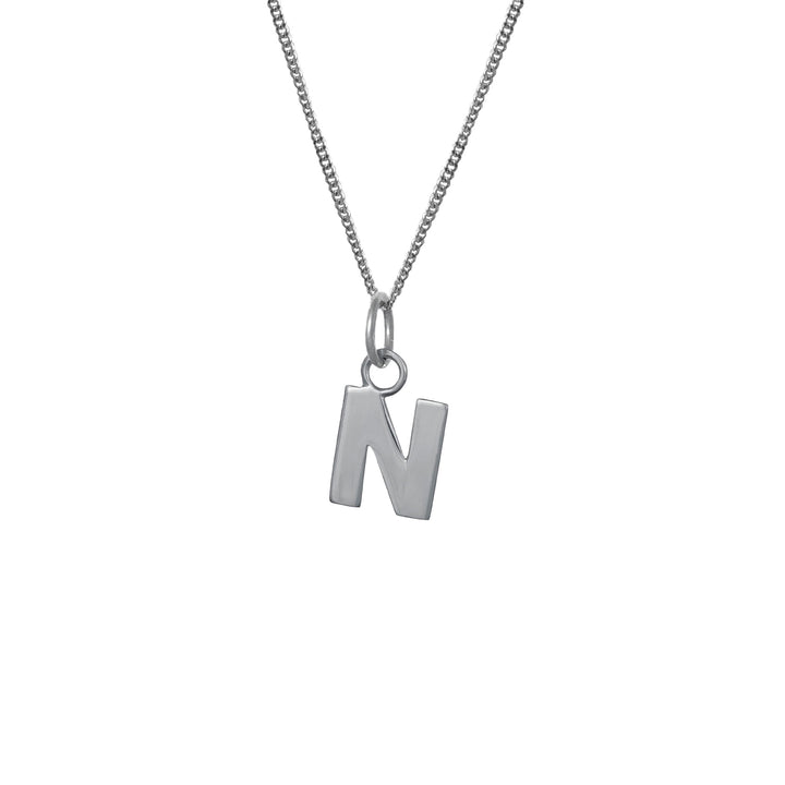 Edge Only N Letter Pendant in sterling silver