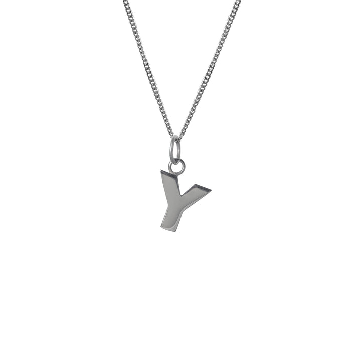 Edge Only Y Letter Pendant in sterling silver