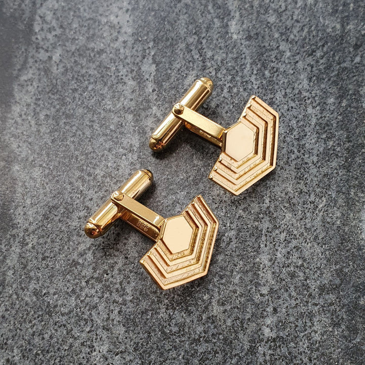 Edge Only Abstract Hexagon Cufflinks 18ct gold vermeil