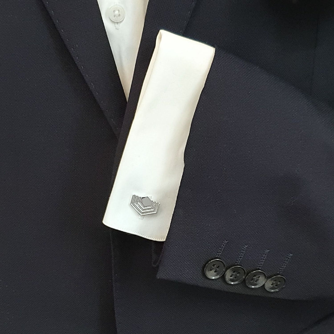 Edge Only Abstract Hexagon Cufflinks Silver