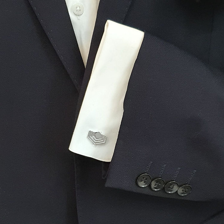 Edge Only Abstract Hexagon Cufflinks Silver