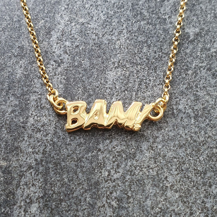 Edge Only BAM! Letters Necklace Small in 18ct gold vermeil