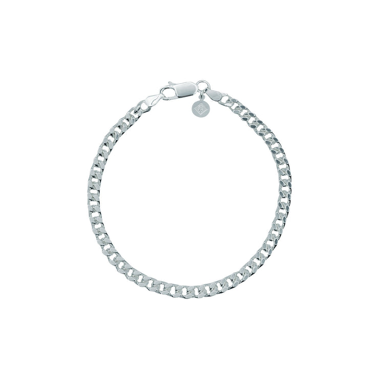 Edge Only Diamond Cut Curb Bracelet in recycled sterling silver