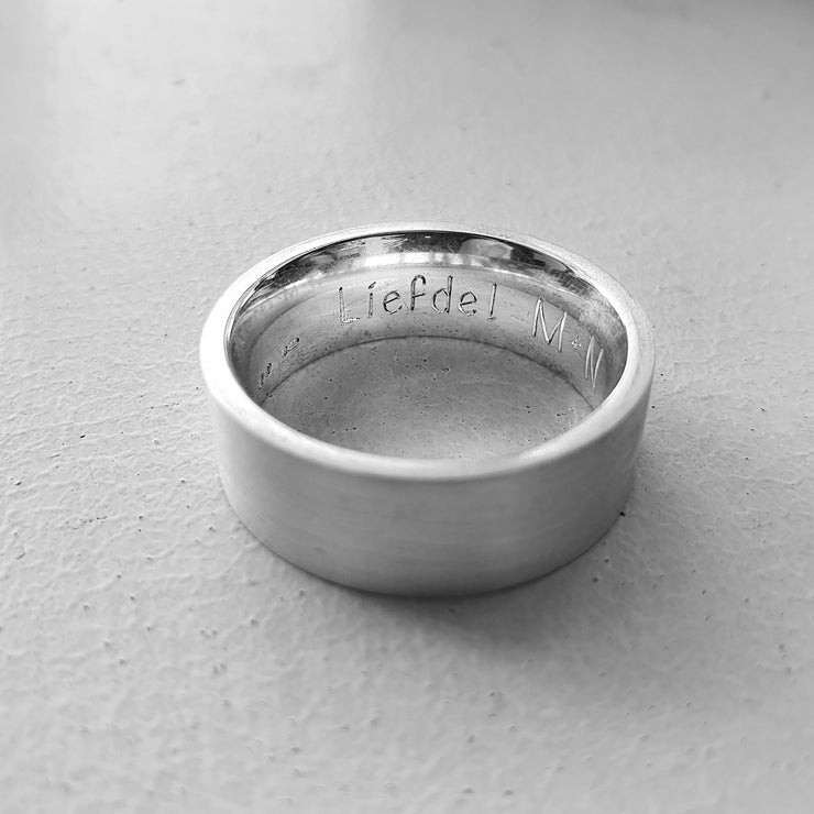 Edge Only Silver Ring with an engraving
