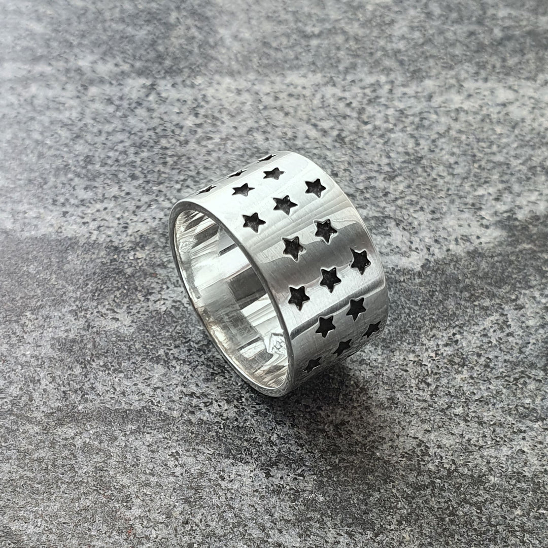 Edge Only  Galaxy Ring Black Star - oxidised sterling silver