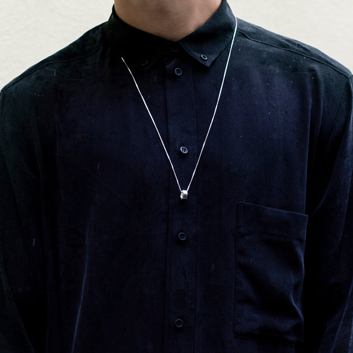 Edge Only Hex Nut Pendant Long in sterling silver