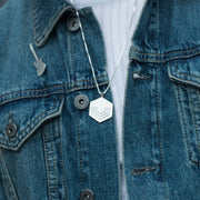 Edge Only Hexagon Pendant Large and Electric Guitar Pin in sterling silver