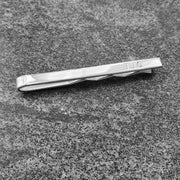 Edge Only polished tie bar with sans serif engraving