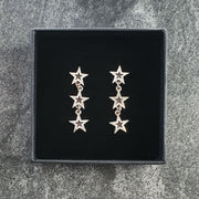 Edge Only Megastar 3 Star Drop Earrings in sterling silver black star