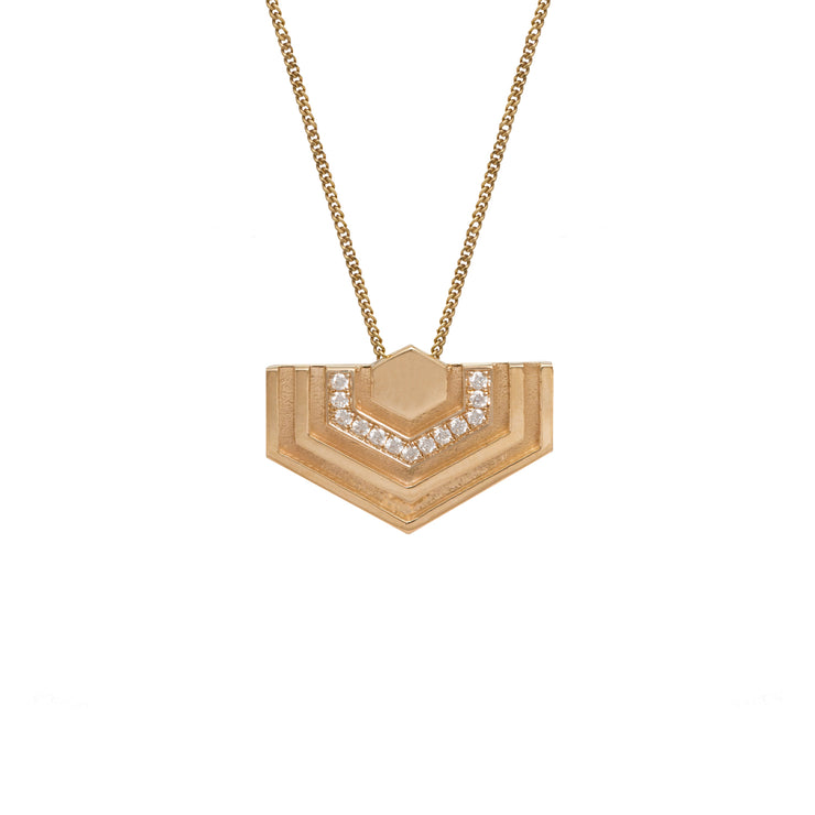 Edge Only Diamond Hexagon Necklace in 14 Carat Gold