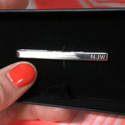 Edge Only tie bar with engraved initials