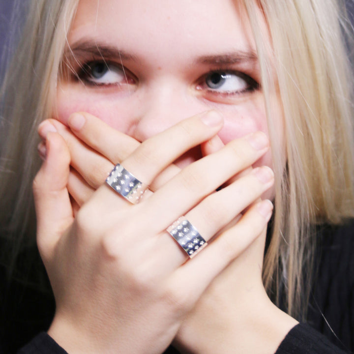 Edge Only Galaxy Rings in sterling silver