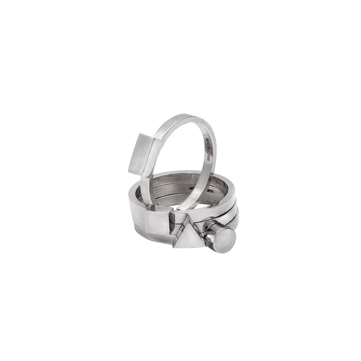 Edge Only Geometric Stacking Rings in sterling silver  (set of 4)