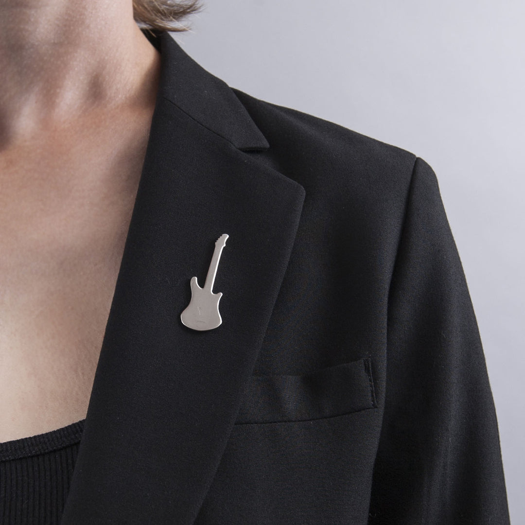 Electric Guitar Lapel Pin in Sterling Silver
