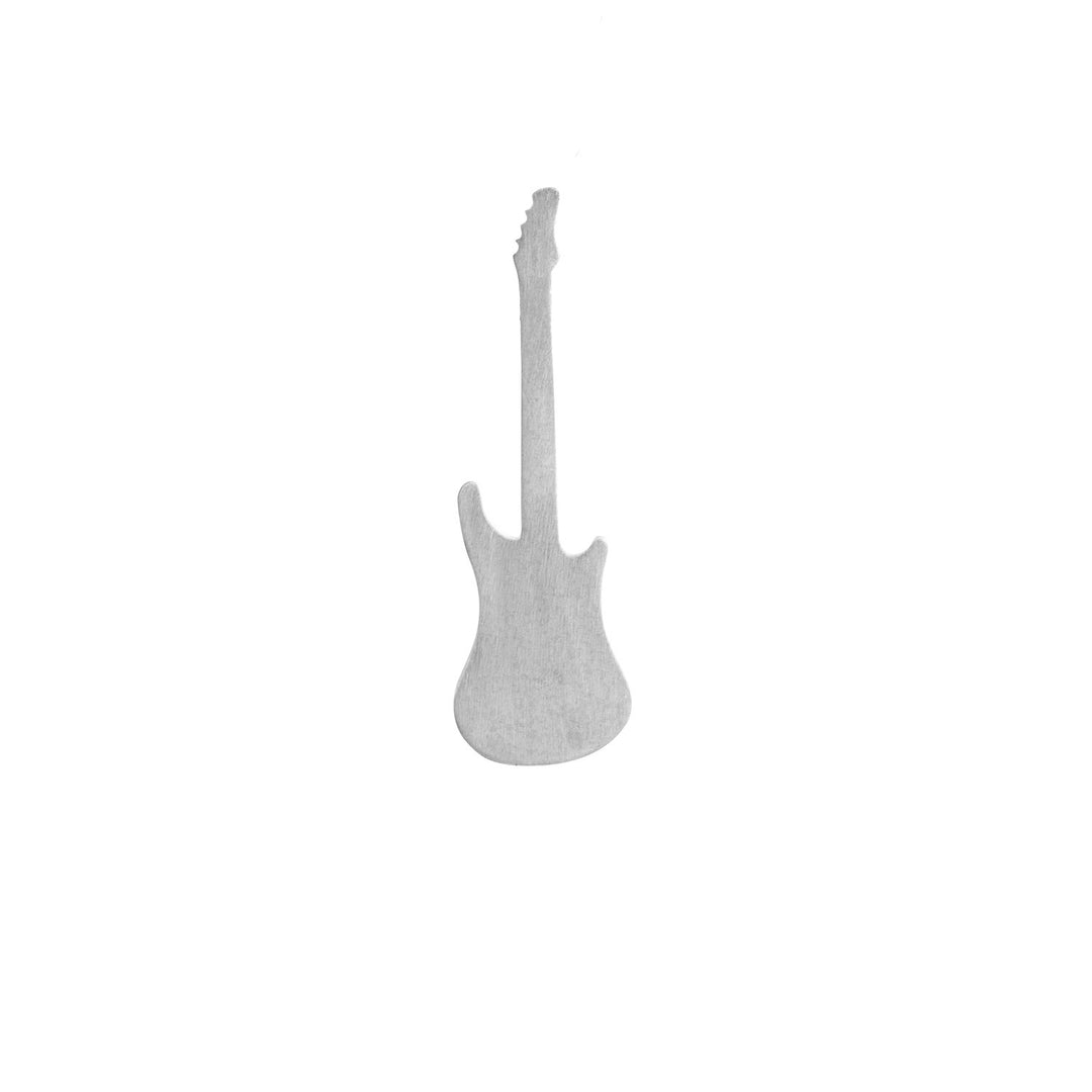 Electric Guitar Lapel Pin in Matt Sterling Silver