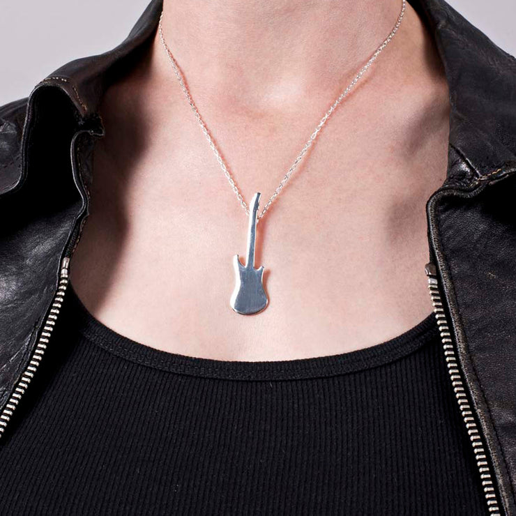 Electric Guitar Pendant in Sterling Silver