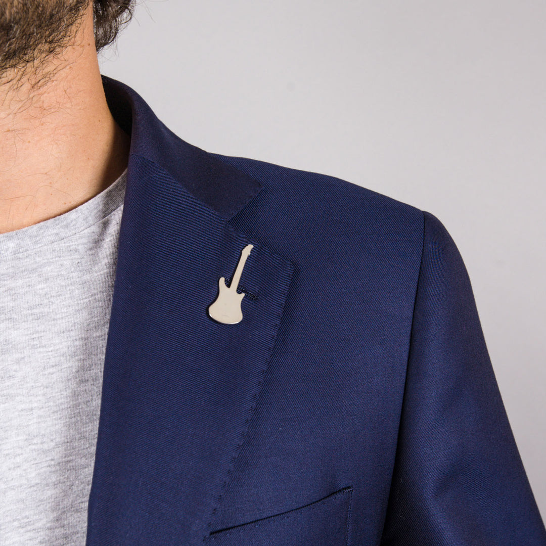 Electric Guitar Lapel Pin in Sterling Silver