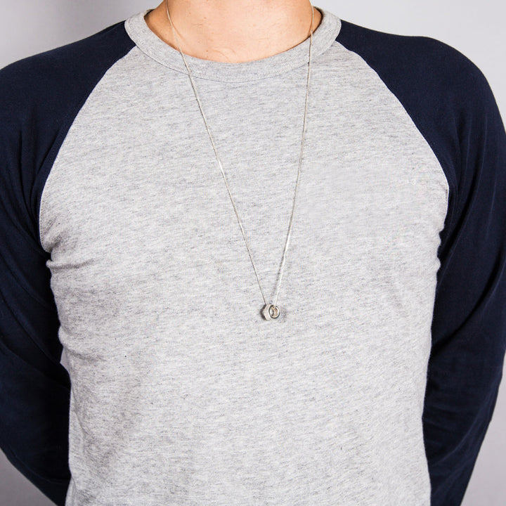 Edge Only Hex Nut Pendant Long in sterling silver