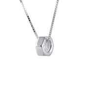 Edge Only Hex Nut Pendant XL in Sterling Silver