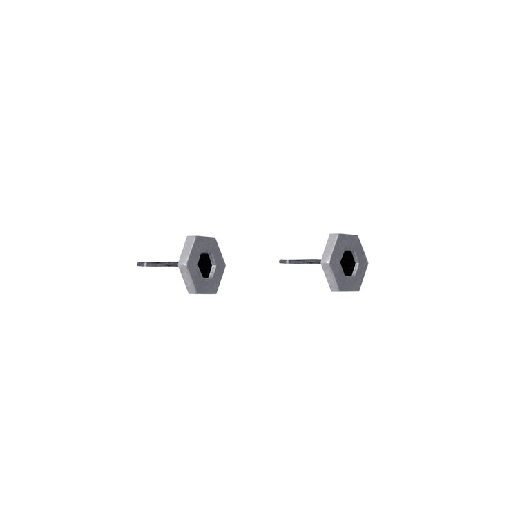 Edge Only hexagon earrings black sterling silver side image