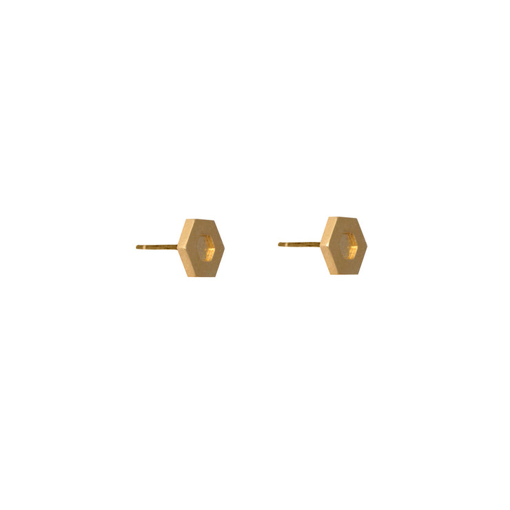 Edge Only Hexagon Earrings in 14 carat Gold EOxLH