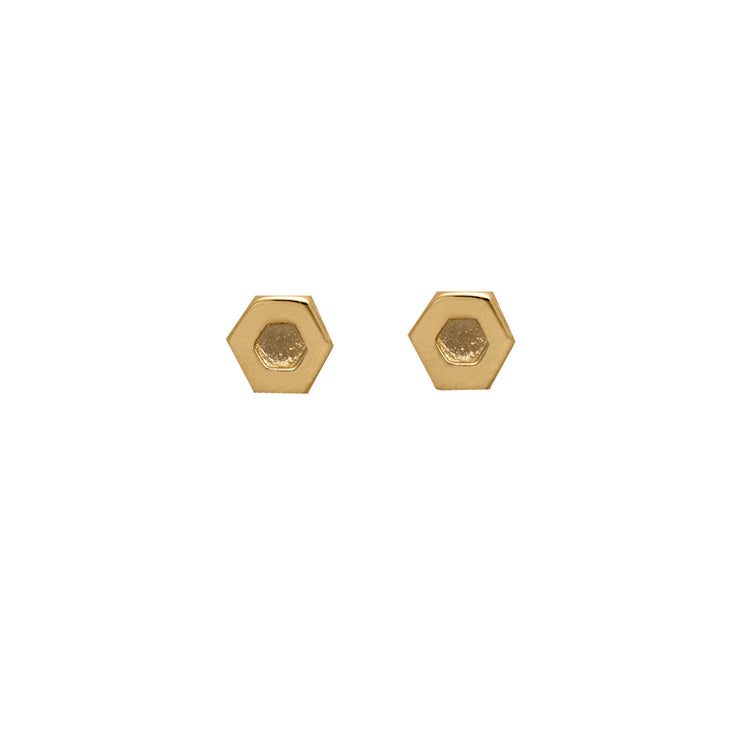 Edge Only Hexagon Earrings in 14 carat Gold EOxLH