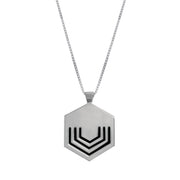 Edge Only Hexagon pendant Black sterling silver