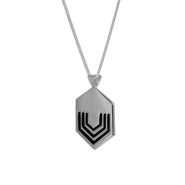 Edge Only Hexagon pendant Black sterling silver image from the side