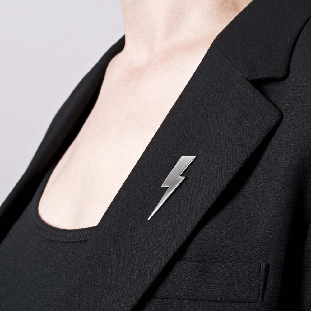 Flat Top Lightning Bolt Lapel Pin in Sterling Silver
