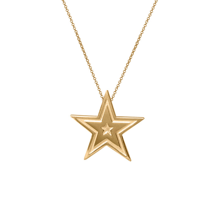 Edge Only Megastar Pendant long in 18ct gold vermeil