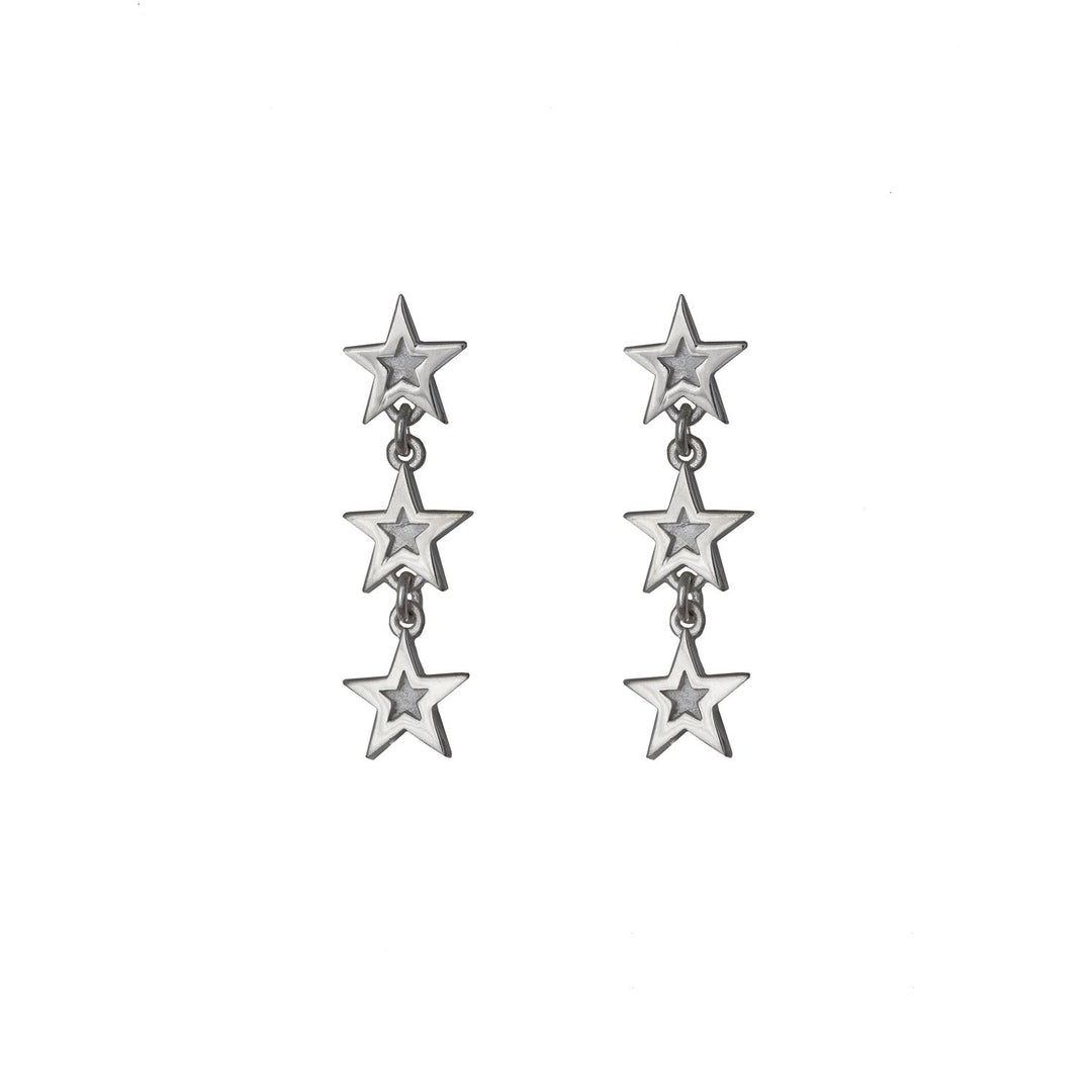 Edge Only Megastar 3 Star Drop Earrings in sterling silver