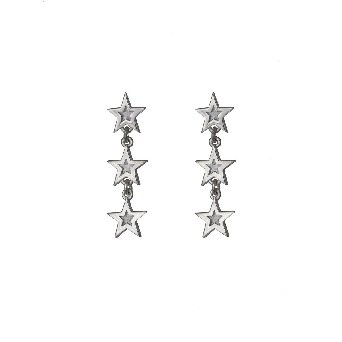 Edge Only Megastar 3 Star Drop Earrings in sterling silver