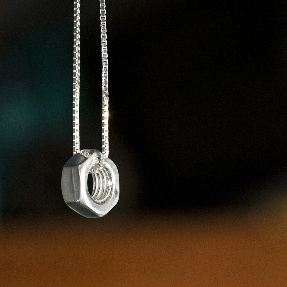 Sterling Silver Mens Nut Pendant XL