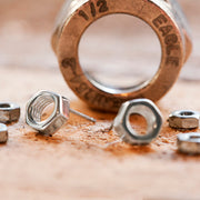 Edge Only Hex Nut Earrings in sterling silver