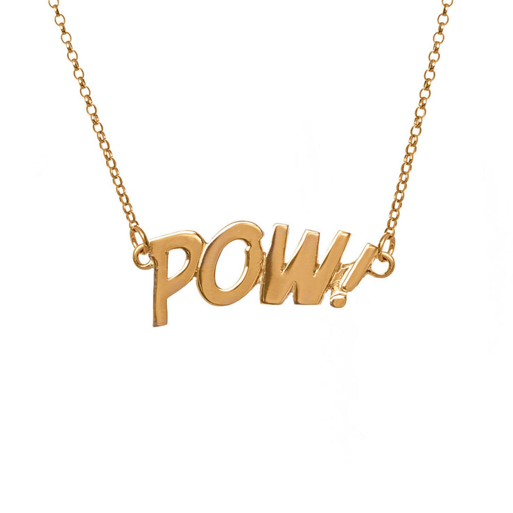 Edge Only POW Letters Necklace in 18ct gold vermeil