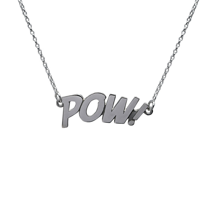Edge Only POW Letters Necklace in Sterling Silver 