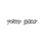 Edge Only Pow and Bam Letters Earrings in Sterling Silver
