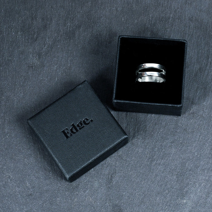 Sterling Silver Parallel Ring Edge Only Ring Box