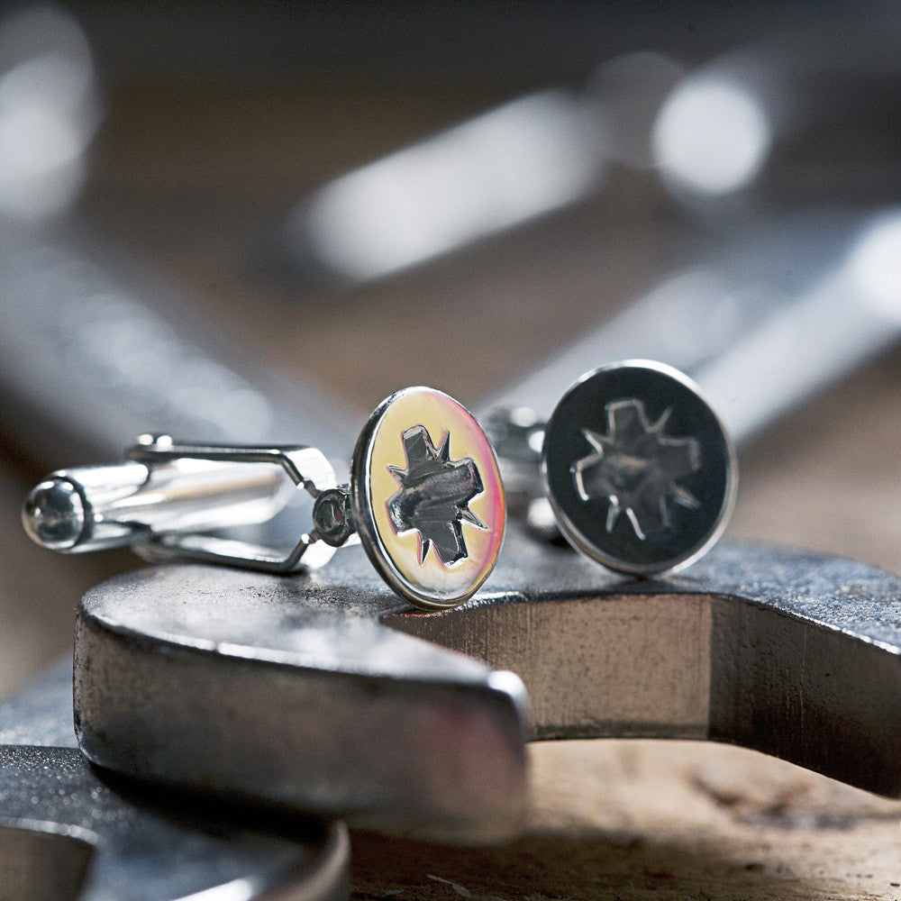 Edge Only Phillips-head Screw Cufflinks in sterling silver