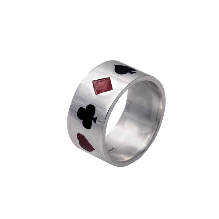 Edge Only Poker Ring Enamelled in Sterling Silver