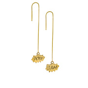 Edge Only Pow and Bam Ear Threader earrings in 18ct gold vermeil