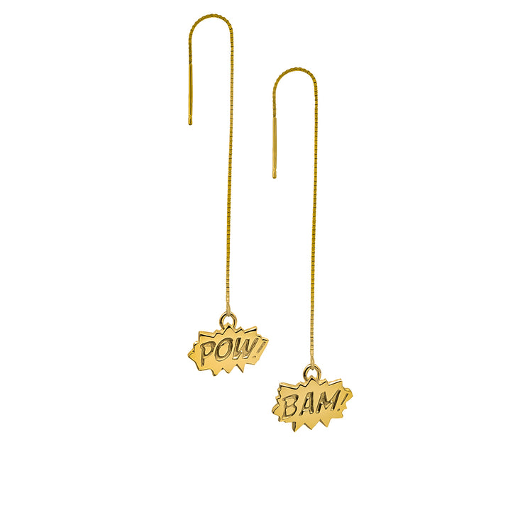 Edge Only Pow and Bam Ear Threader earrings in 18ct gold vermeil