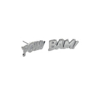 Edge Only Pow and Bam Letters Earrings in Sterling Silver