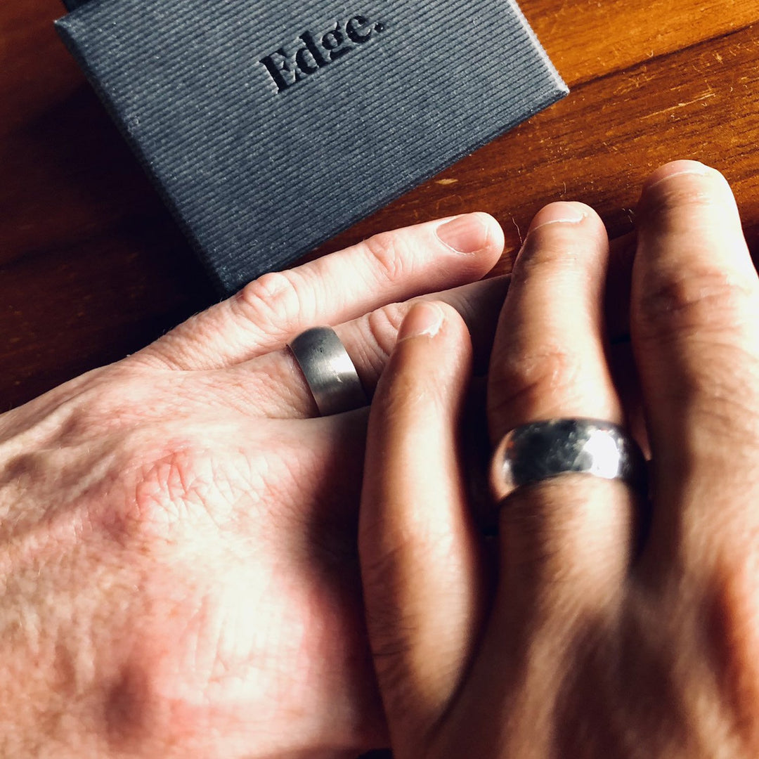 Edge Only Wide Court Bands 8mm in 9 carat white gold