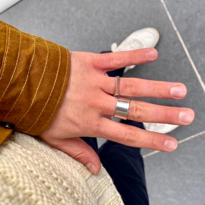 Edge Only Rooftop Ring and Gap Ring in sterling silver