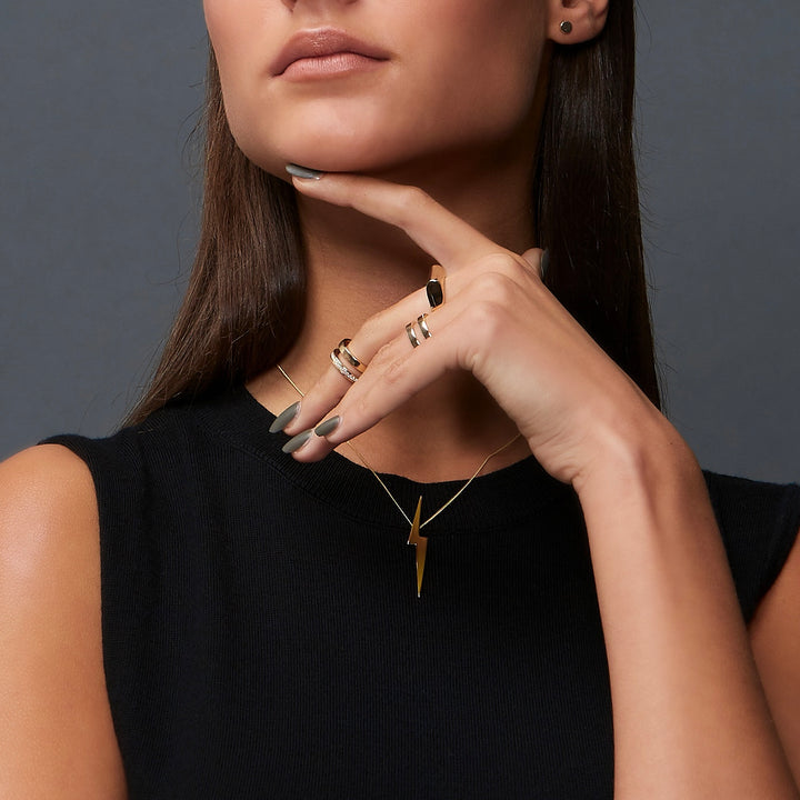 Edge Only Skinny Lightning Bolt Pendant in 14 carat Gold